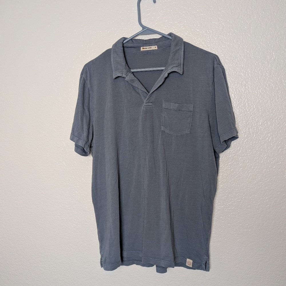 Marine Layer Mens Blue Polo Shirt Medium